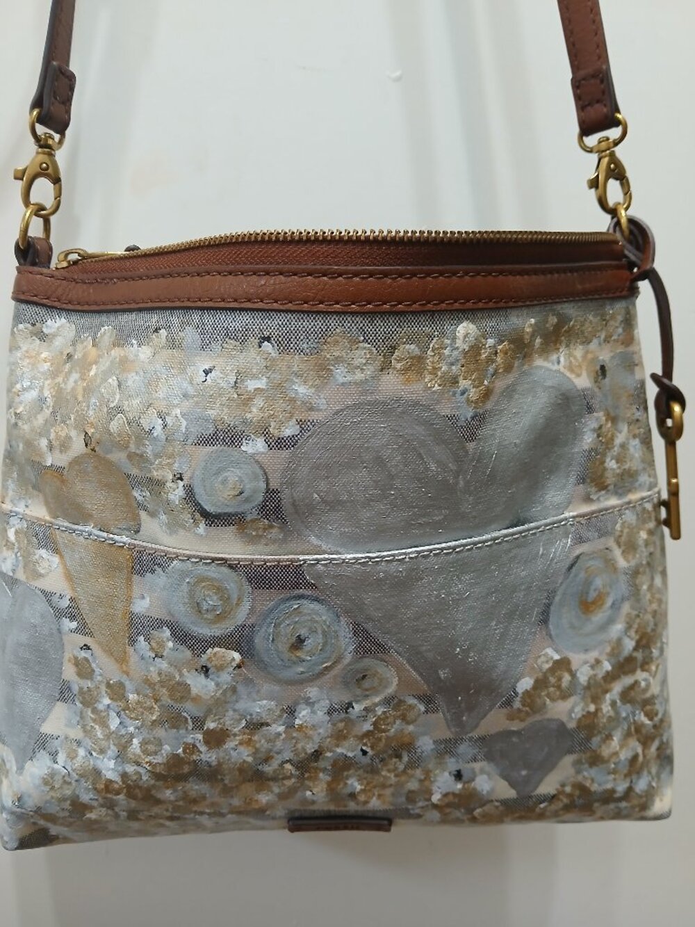 Fossil Coated Canvas Crossbody🩶🤎